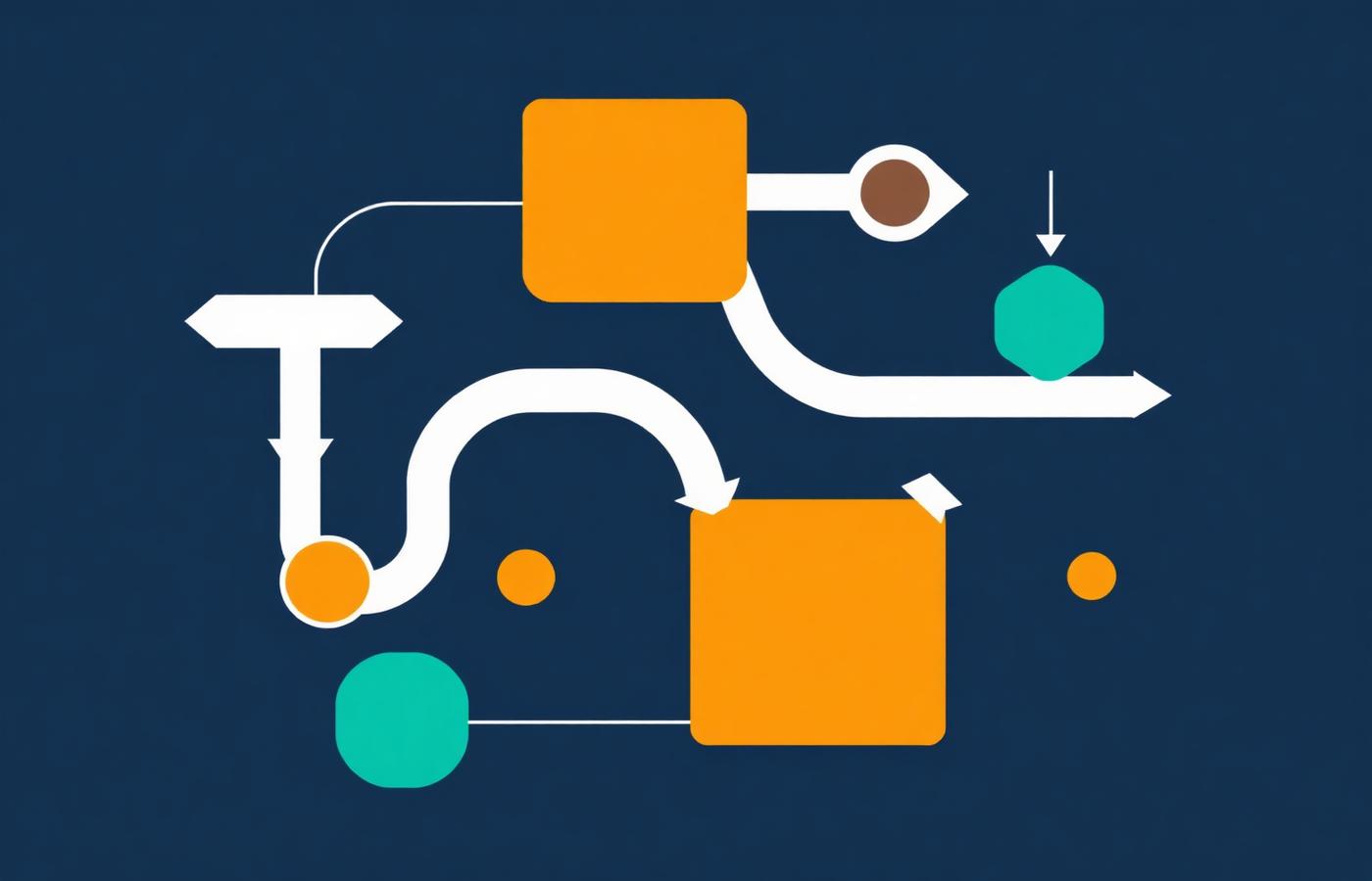 Illustration of an automated workflow with arrows routing tasks between processing stages